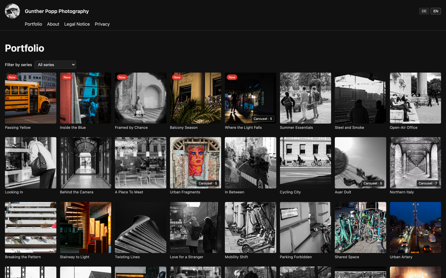 The original website before the rebuild Screenshot: Gallery of the original website